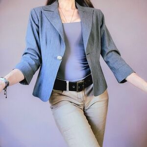 Ciello Couture Los Angeles Gray Women's Blazer Lace Back Size 8